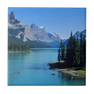 Kayakken op Maligne Lake bij Spirit Island Tegeltje