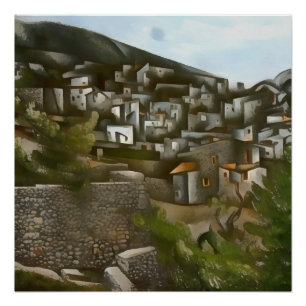 Kayakoy Historische Griekse huizen Kunstmatig Abst Perfect Poster