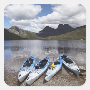 Kayaks, Cradle Mountain en Dove Lake, Cradle Vierkante Sticker
