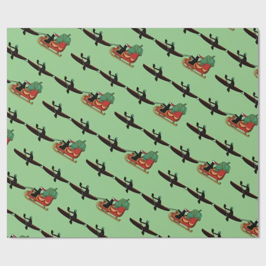 Kayaks Pulling Santa's Sleigh Wrapping Paper Cadeaupapier (Vlak)