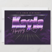 Kayla Nom Prénom lila retro Carte Anniversaire (Devant)