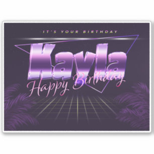 Kayla Nom Prénom lila retro Sticker