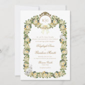 Kayleigh Geel Gouden Crest Bloemen Huwelijk Kaart (Voorkant)