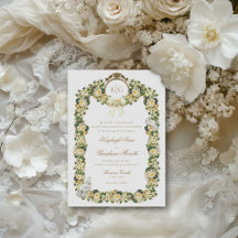 Kayleigh Vintage Geel Gouden Crest Bloemige Trouwk