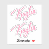 Kaylin Decoratieve Naam in Roze x2 Sticker (Vel)