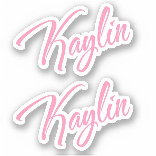 Kaylin Decoratieve Naam in Roze x2 Sticker (Voorkant)