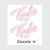 Kaylin Nom décoratif en rose x2 Sticker (Feuille)