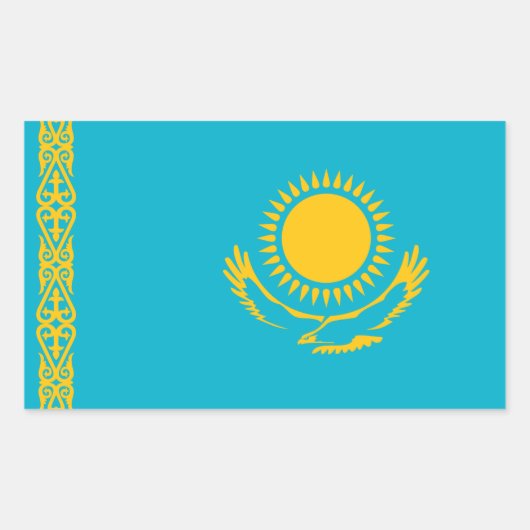 Kazachse vlag rechthoekige sticker (Voorkant)