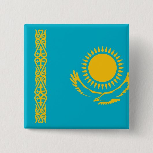 Kazachse vlag vierkante button 5,1 cm (Voorkant)