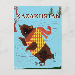 Kazachstan cartoon vintage reisposter briefkaart