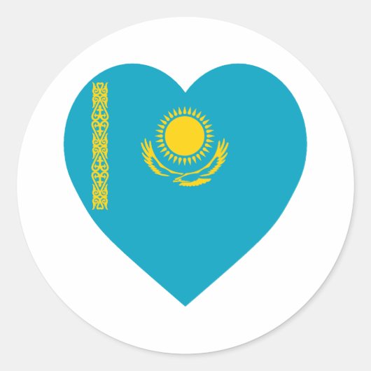 Kazachstan Flag Heart Ronde Sticker (Voorkant)
