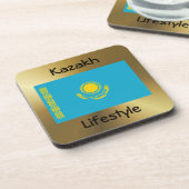 Kazachstan Flag+Text Onderzetter (Linkerzijde)