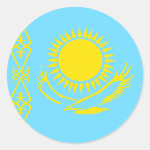 Kazachstan Hoge kwaliteit vlag Ronde Sticker