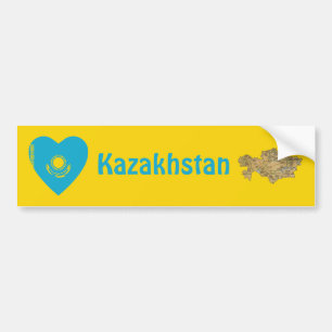 Kazachstan Vlag Hart + Landkaart Bumpersticker