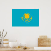 Kazachstan, vlag Kazachstan Poster (Keuken)
