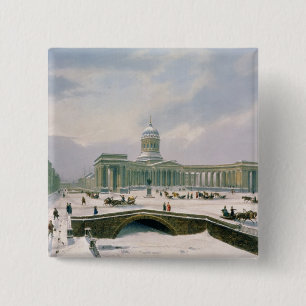 Kazan Cathedraal, Sint-Petersburg Vierkante Button 5,1 Cm