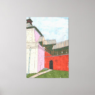 Kazan Kremlin Old Fortress Cityscape Collage Art Canvas Afdruk