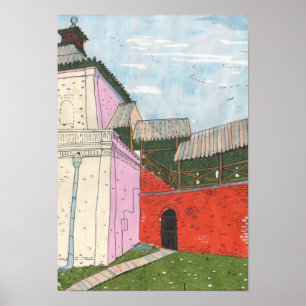 Kazan Kremlin Old Fortress Cityscape Collage Art Poster