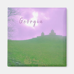 Kazbegi Georgia Gergeti Church Mountain Landscape Magneet