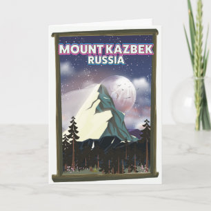 Kazbekberg Russische reisposter. Feestdagen Kaart