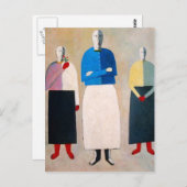 Kazimir Malevich - Drie meisjes Briefkaart (Voorkant / Achterkant)