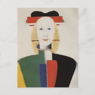 Kazimir Malevich-Girl met een Comb in haar haar ha Briefkaart