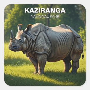 Kaziranga Nationaal Park Assam India Reizen Vierkante Sticker