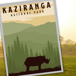 Kaziranga National Park Safari India Reizen Briefkaart