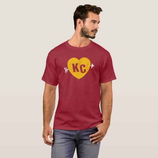 KC rood & geel hart & pijl KC T-shirt (Voorkant volledig)