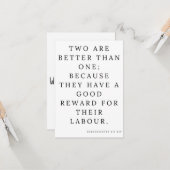 Kclesiastes Bijbelscriptgroet van 4:9 KJV Kaart (Voorkant / Achterkant in situ)