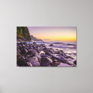 Ke’e Beach at Sunrise, Kauai, Hawaii Canvas Afdruk