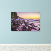 Ke’e Beach at Sunrise, Kauai, Hawaii Canvas Afdruk (Insitu (Houten vloer))