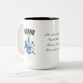 Keane Family Crest, Vertaling & Betekenis Tweekleurige Koffiemok