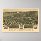 Kearney, NE Panoramic Map - 1889 Poster (Voorkant)