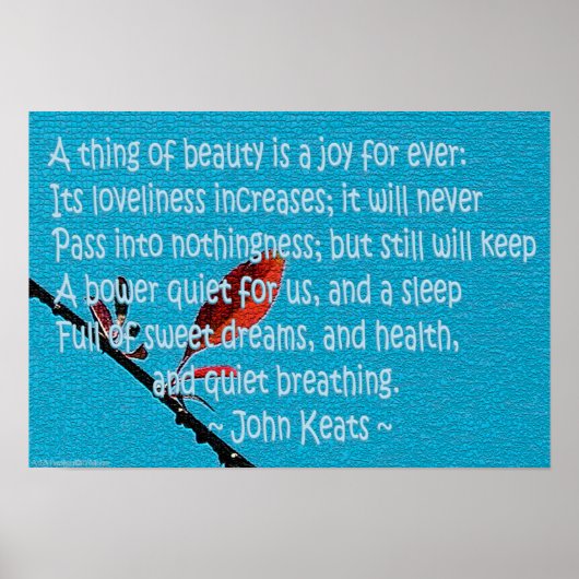 Keats "schoonheid is een blijdschap voor altijd" p poster (Voorkant)