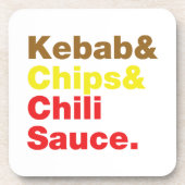Kebab en Chips & Chili Sauce. Bier Onderzetter (Voorkant)