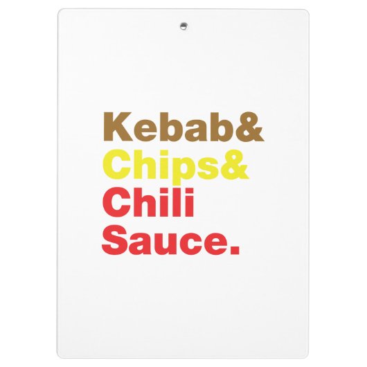 Kebab en Chips & Chili Sauce. Klembord (Achterkant)