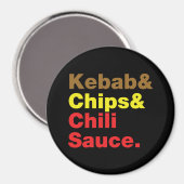 Kebab en Chips & Chili Sauce. Magneet (Voorkant / Achterkant)