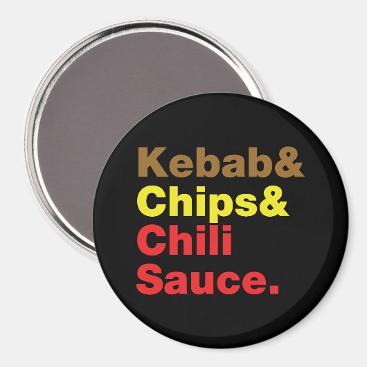 Kebab en Chips & Chili Sauce. Magneet (Voorkant / Achterkant)