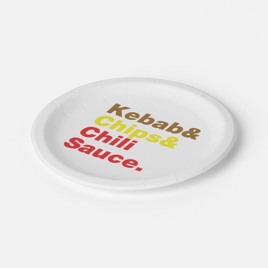 Kebab en Chips & Chili Sauce. Papieren Bordje (Gekanteld)