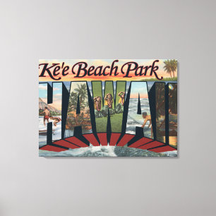 Ke'e Beach Park, Hawaii - Grote Letter-scènes Canvas Afdruk