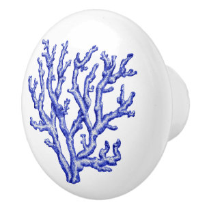 Keel van blauw en wit zee keramische knop