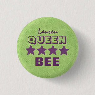 KEEN BEE met sterren GROEN en PAARSE boss V20C Ronde Button 3,2 Cm