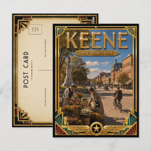 Keene New Hampshire Vintage Art Deco Gouden Tijdpe Briefkaart