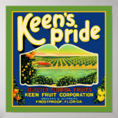 Keen's Pride Frostproof Florida Label Poster (Voorkant)