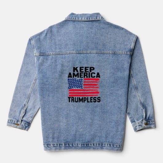 Keep america trompelloze denim jas jacket (Achterkant)