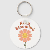 "Keep Blooming" Retro Smiling Flower Sleutelhanger (Voorkant)