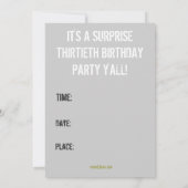 KEEP CALM 30e anniversaire Invitation à la fête (o (Dos)