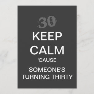 KEEP CALM 30e anniversaire Invitation à la fête (o