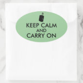 Keep Calm and Carry On Travel Custom
 Ovale Sticker (Tas)